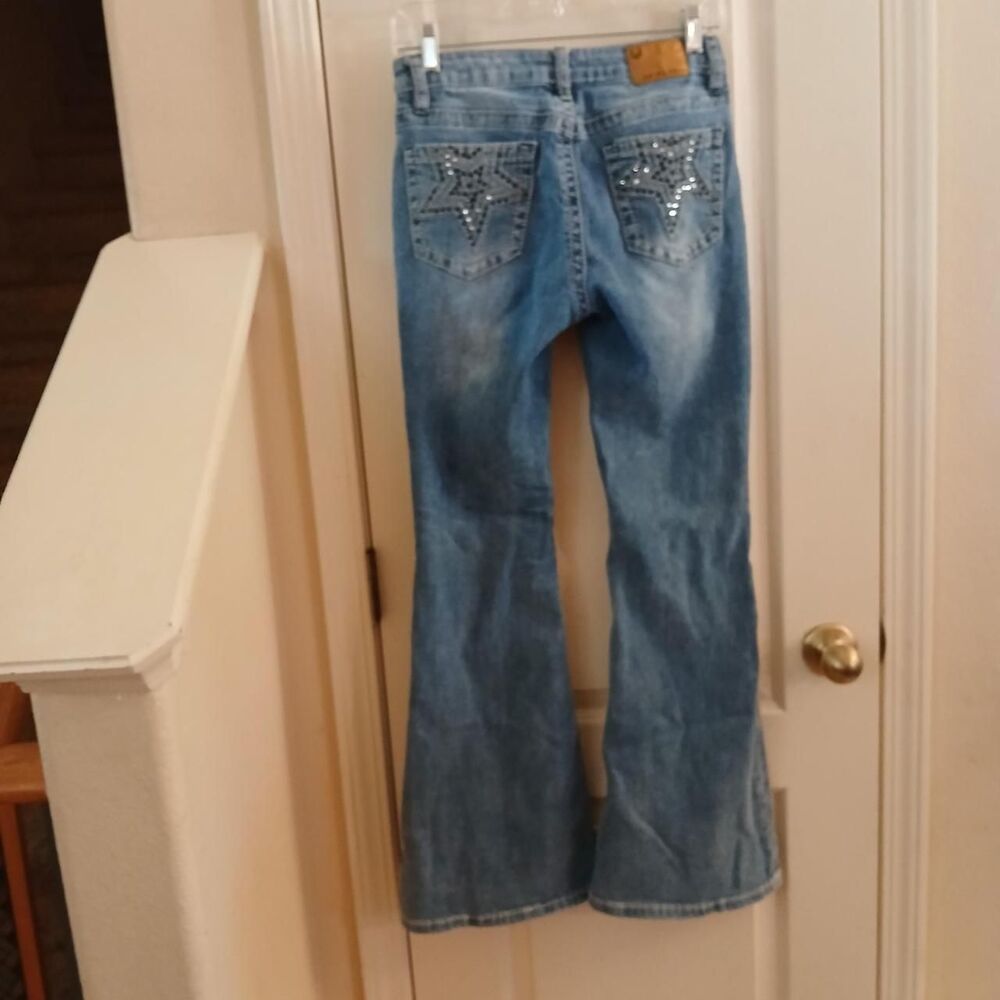 Y2K Mcbling Austin Landing Distressed Rhinestone Star Bootcut Jeans 5/27 Indie